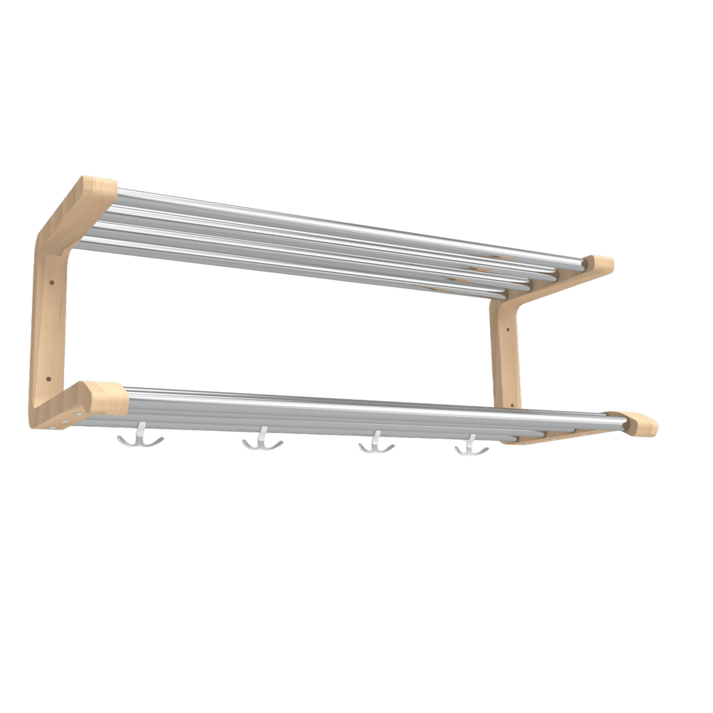 Hatthylla Serie 120-konsol i björk och kormade rör